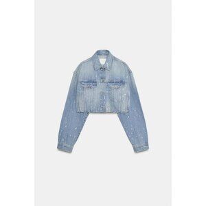 ZARA TRF STRASS CROP DENIM JACKET